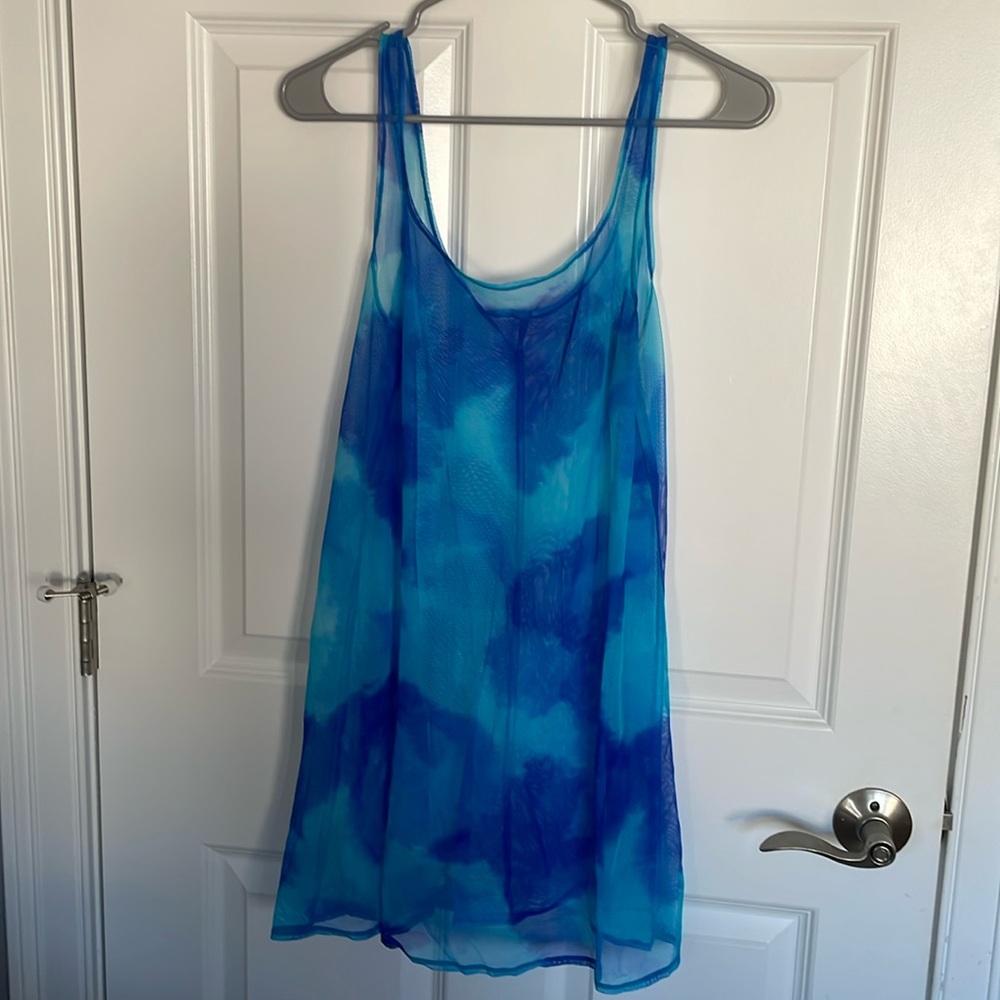 Blue Multi-Shaded Mesh Sheer Cover Up